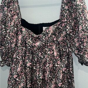 Selkie Black and Pink Floral Dress